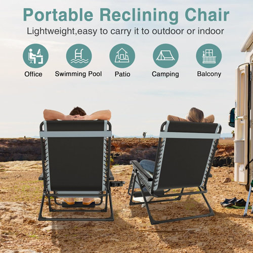 Arlmont & Co. Oversized Zero Gravity Chairs, 29in XL Folding Outdoor